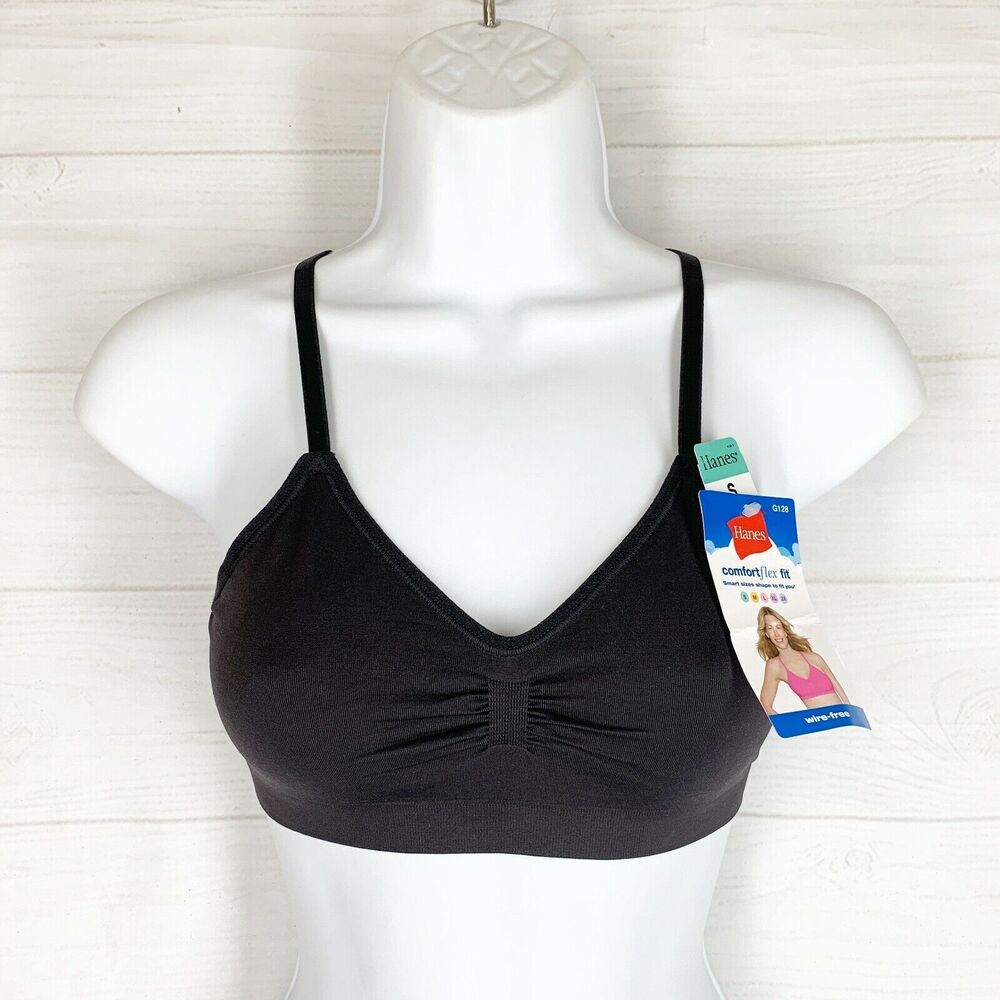 Hanes NEW Comfort Flex Fit Bra S Black Smart Size Wire Free Racer Back - Picture 2 of 6
